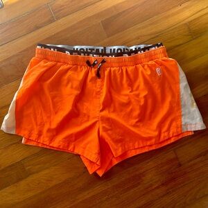 P.E Nation Neon Orange Athletic Shorts | Women’s L | Running, Training
